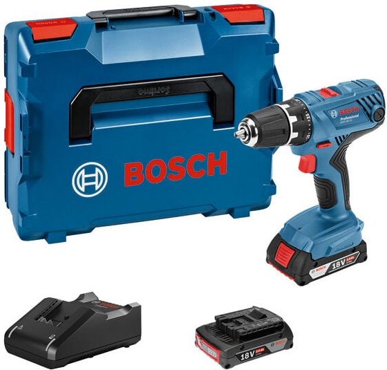 Bosch Akku-Schrauber GSR 18V-21 mit 2x 2,0 Ah Akkus + Lader GAL 18V-40 in L-Boxx
