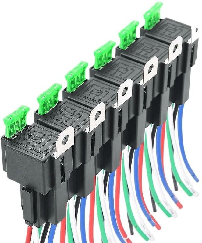 Woosien - 6 stücke 5-pin Spst Automotive Elektrische Relais 12 v 30a Auto Sicherung Relais Schalter Kabelbaum Auto Zugan...