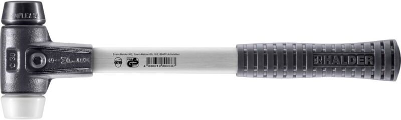 SIMPLEX-Schonhammer, Gummikomposition / Superplastik mit verstärktem Tempergussgehäuse und Fiberglasstiel D=30 mm 3727.0...