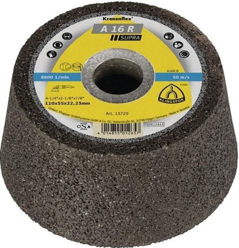 Klingspor - Schleiftopf C16 r 110/55 mm Stein/Beton (Guss bedingt) 16 Bohrung 22,23 mm