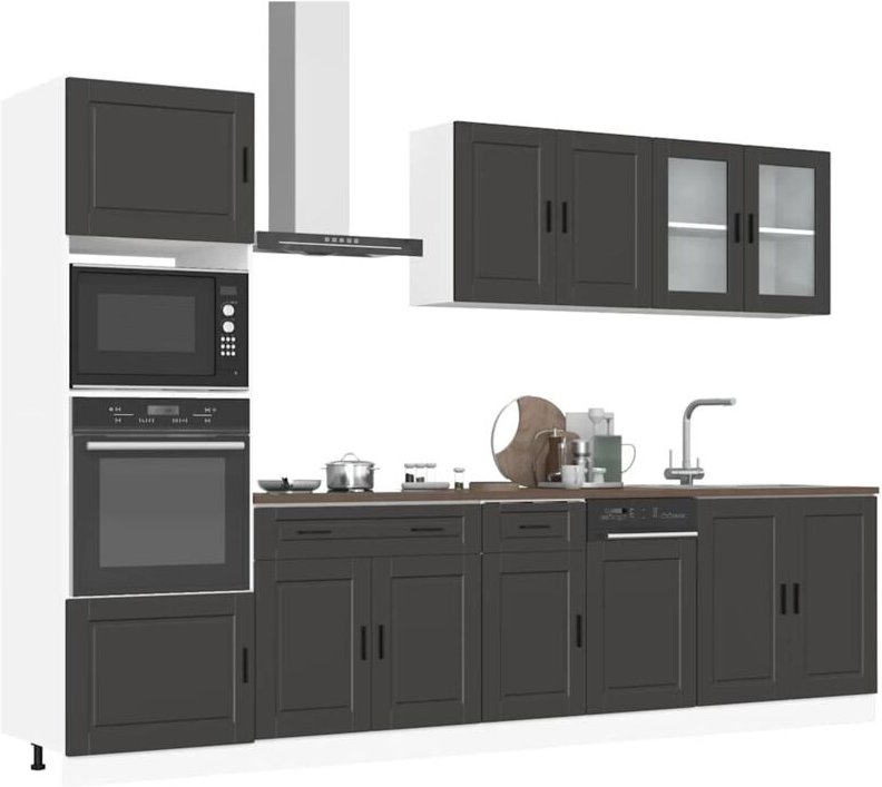 7-tlg. Küchenschrank-Set Kalmar Schwarz Holzwerkstoff - Vidaxl