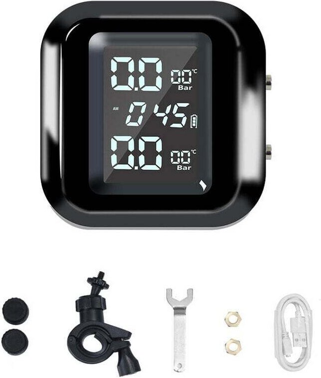 Drahtloses Motorrad-Reifendruckkontrollsystem TPMS USB-Aufladung Motorrad-Reifendruckkontrollsystem mit 2 externen Senso...