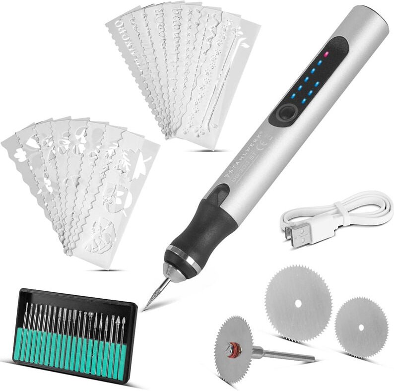 STAHLWERK USB-Gravierstift UG-300 ST mit 8 W Akku-Gravierer Gravurstift