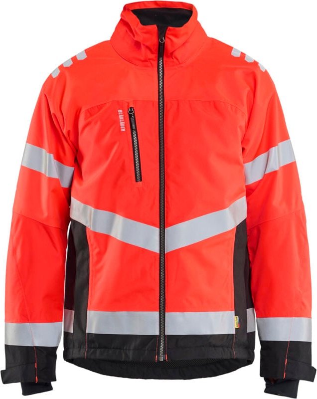 Thumbnail - Arbeitsjacke mit Futter, hohe Sichtbarkeit 4780 – Neonrot/Schwarz L
