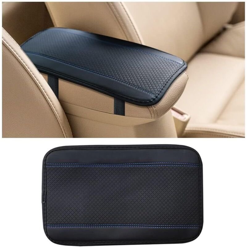 Universelles Armlehnenpolster fürs Auto (schwarze und blaue Linie) 32 cm x 19 cm, rutschfestes Armlehnenpolster aus gepr...