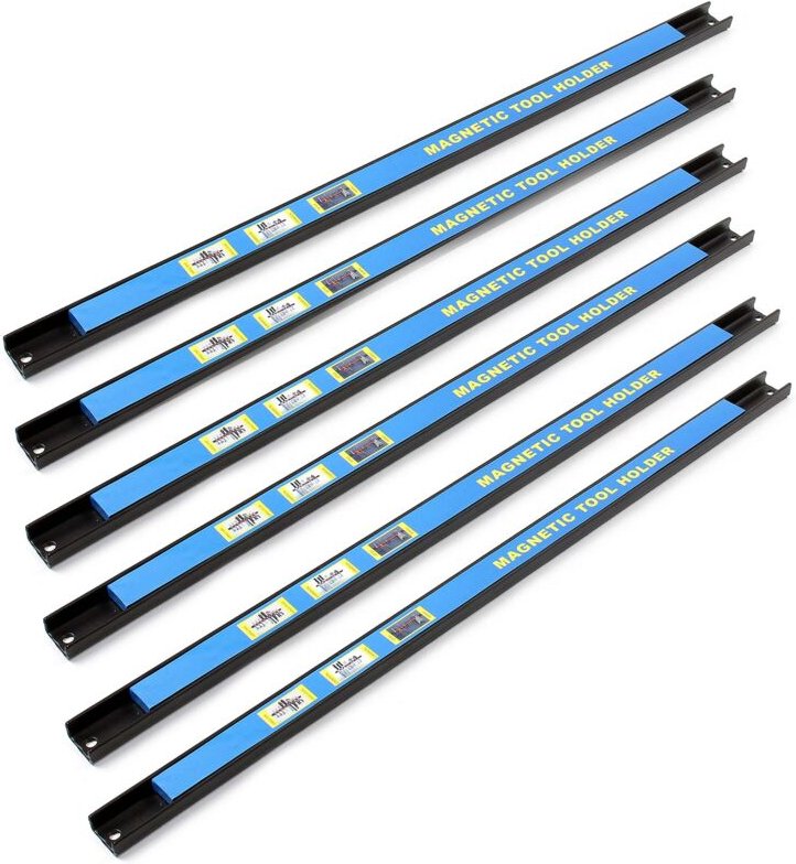 Wiltec Magnetleiste 6er Set 61cm Werkzeughalter aus Stahl Schiene als Wandhalterung für Werkstatt zur Wandmontage Werkze...