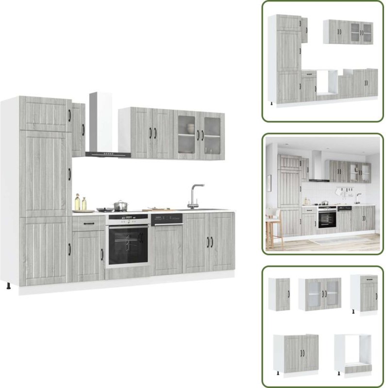 8-tlg. Küchenschrank-Set Kalmar Grau Sonoma Holzwerkstoff - Küchenschrank-Set - Küchenschrank-Sets - Küchenzeile Einbauk...