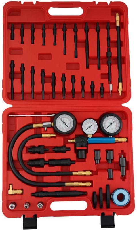 Kompressionstester Druckverlustprüfer für TESTER DIESEL BENZIN PKW LKW 46tlg