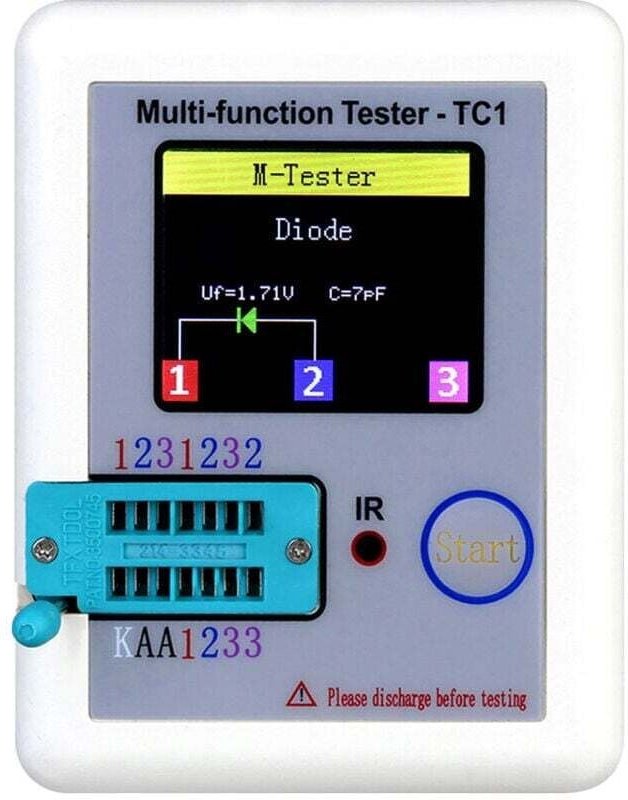TC1 Farbbildschirm-Transistortester, NPN/PNP-Feldeffekttransistor, Diode, Widerstand, Induktor, Kondensator, Thyristor, ...