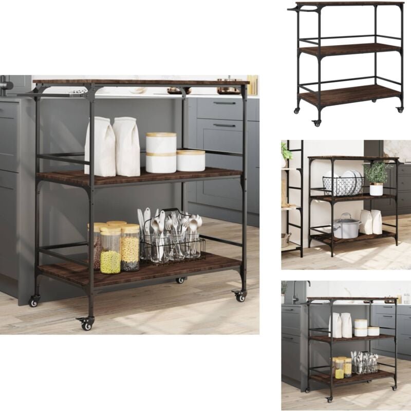 Küchenwagen Braun Eichen-Optik 100,5x50x105 cm Holzwerkstoff - Küchenwagen - Holzwerkstoff - Esstisch - Küchentisch - Re...