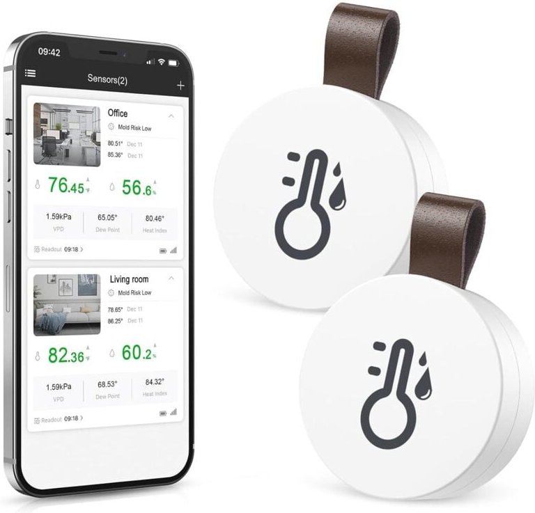 Thumbnail - Kabelloses Thermometer Hygrometer, Bluetooth Thermometer Hygrometer mit App & Datenspeicher, Digitaler Temperatur Feucht...