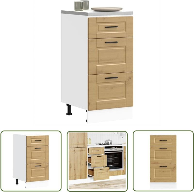 The Living Store - vidaXL Küchenunterschrank Porto Artisan-Eiche Holzwerkstoff