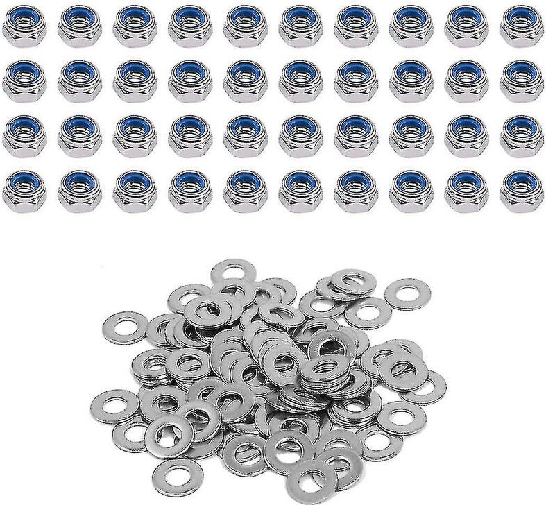 60 metrische M5-0,8-Muttern mit 100 M5-Unterlegscheiben aus Edelstahl 304