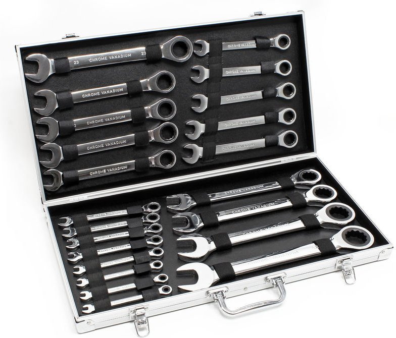 Schraubenschlüssel Set 22-teilig Maulschlüssel 6-32mm im praktischen Koffer, Ringschlüssel, Schraubendreher Set - Wiltec