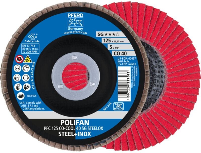 Fächerschleifscheibe sgp-cool gewölbt 125mm CO40 Pferd