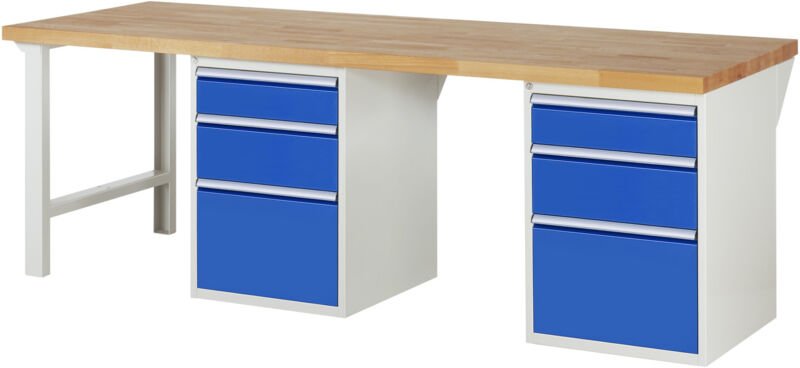 Werkbank 7508A8, B2500xT900xH840mm, 6x Schublade-TA - RAU