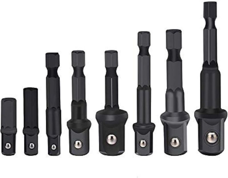 Jalleria - 8-teiliger Kraftsteckschlüssel-Adaptersatz, Sechskantschaft