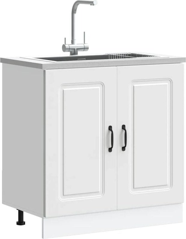 Spülenunterschrank Kalmar Weiß 80x46x81,5 cm Holzwerkstoff Vidaxl