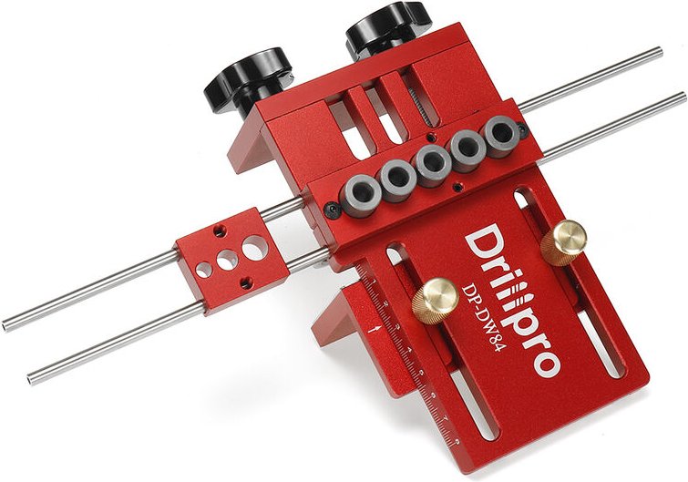 Schrägbohrlehre 08400, 6–15 mm, Aluminiumlegierung, verstellbare Holzbearbeitungsbohrführung mit Koffer Fantablau