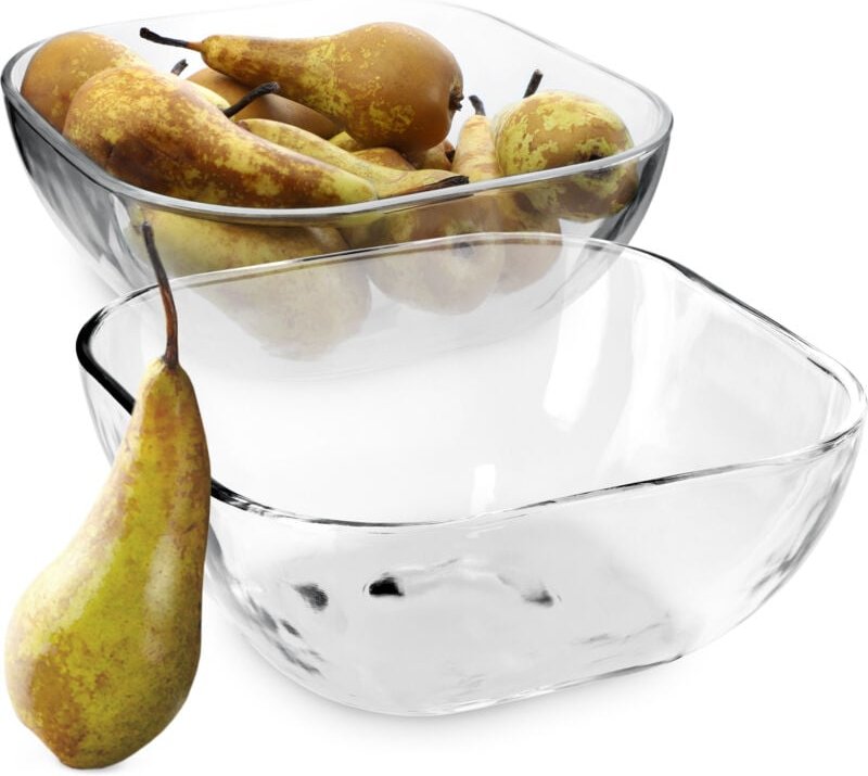Glasschüssel, eckige Obstschale aus robustem Glas, 20cm, 2 stück - Kadax