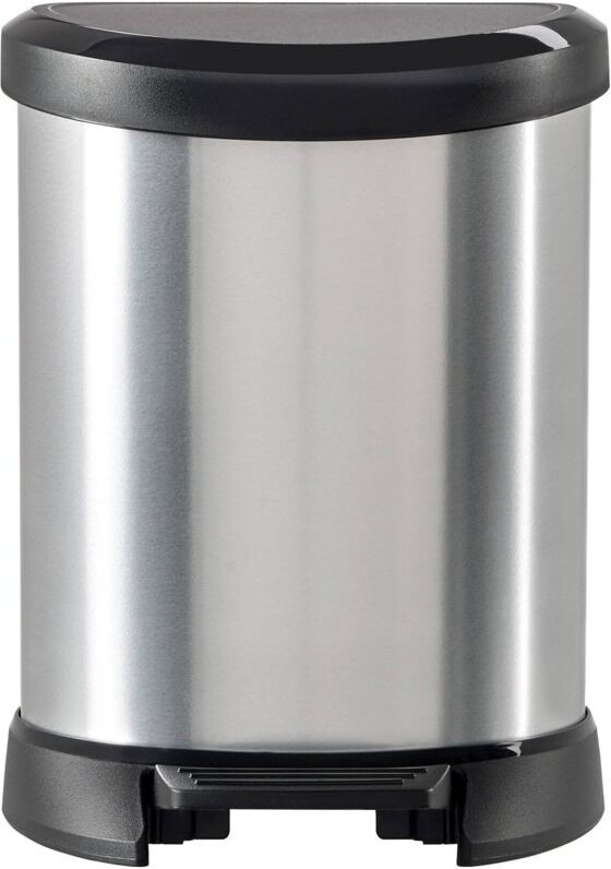 Mülleimer Renfrew, Abfalleimer, Behälter zur getrennten Abfallsammlung, Müllschrank, 25x21 h28 cm, Silber und Schwarz - ...
