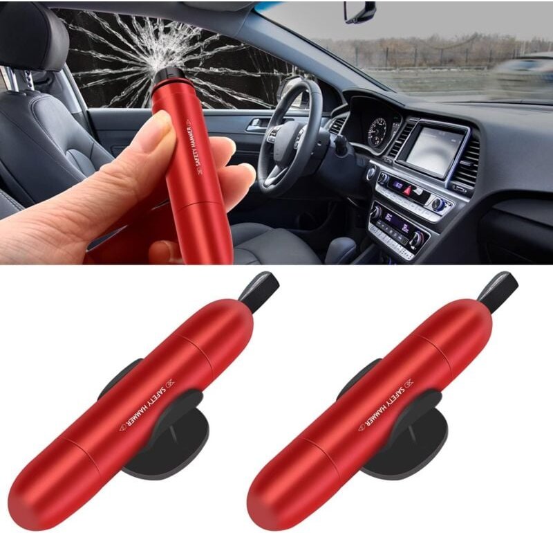 Thumbnail - 2-in-1-Fensterhammer, Sicherheitsgurtschneider und Notfall-Fensterhammer, Auto-Rettungshämmer, 2 Stück