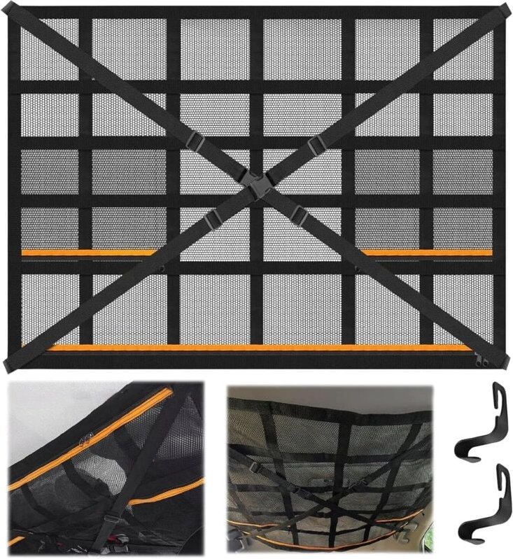 CCYKXA Autodach-Aufbewahrungsnetz, 90 × 65 cm Autodecken-Aufbewahrungsnetz, universelles Autodach-Aufbewahrungsnetz, Net...