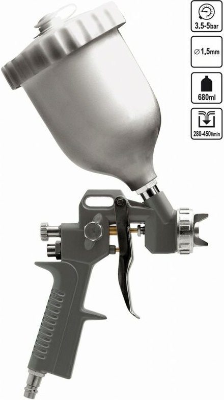 Druckluft Farb Pistole Spritzpistole Lackierpistole 680 ml Düse ø 1,5 mm