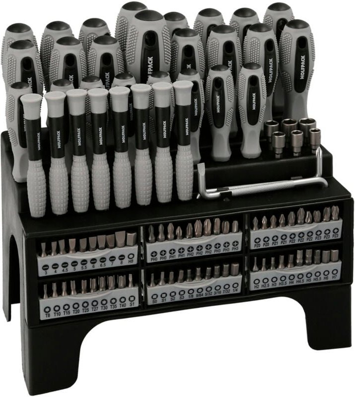 Juego de Destornilladores / Destorpuntas 100 Piezas Con Soporte Expositor