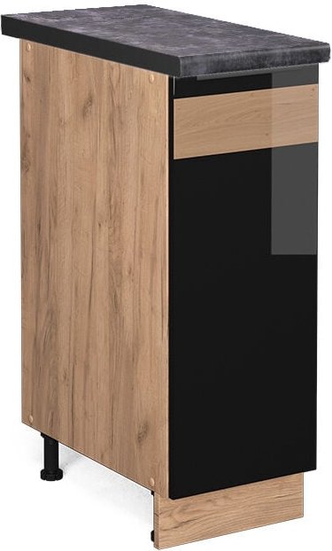 Thumbnail - Vicco - Küchenschränke Fame-Line, Schwarz Eiche hochglanz, 30 cm , ap Anthrazit