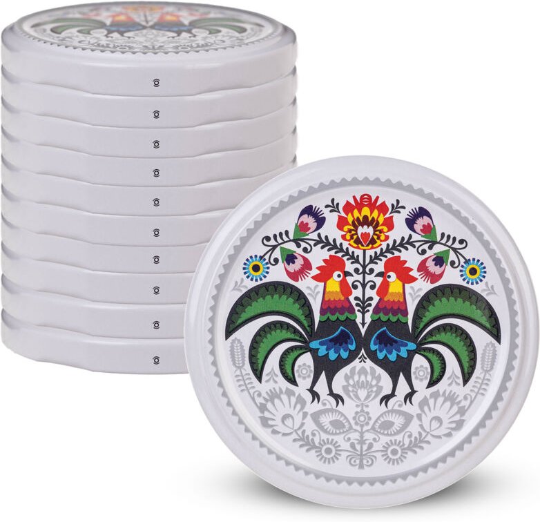 Deckel fi66 10er-Pack Muster Rooster Folk - Kadax