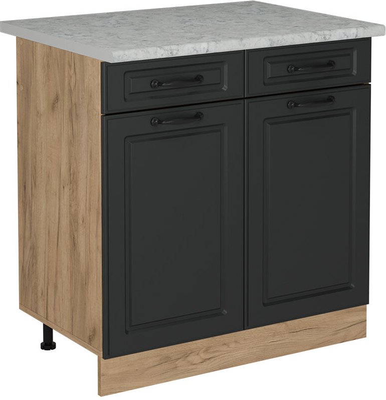 Vicco - Küchenunterschrank R-Line, Anthrazit Landhaus, 80 cm ap Marmor