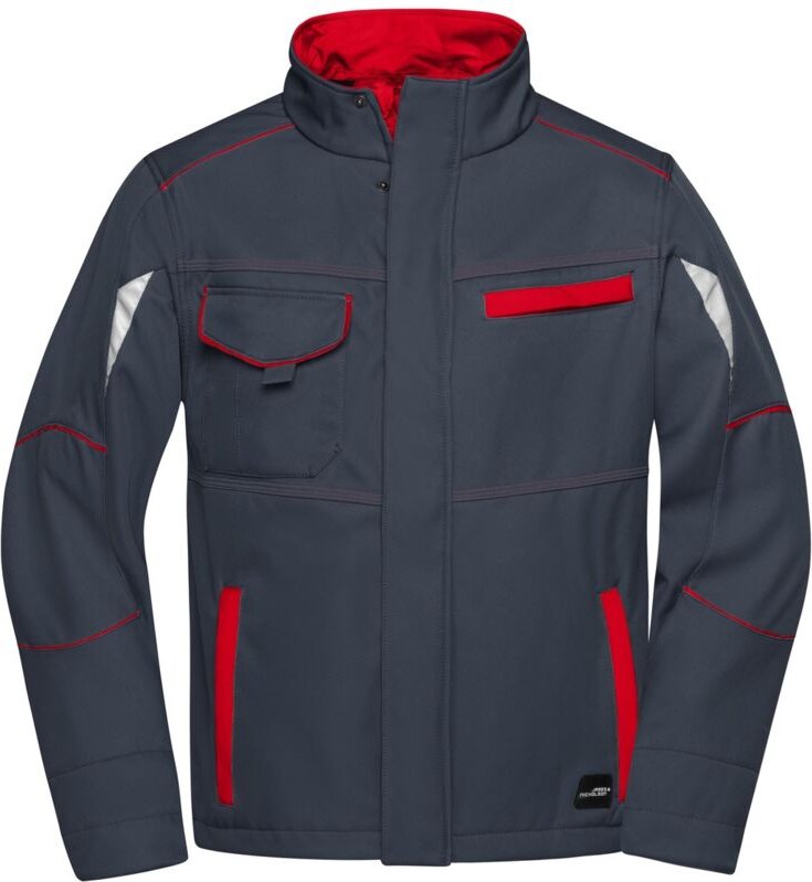 James & Nicholson Wind- und Wasserfeste Softshelljacke JN851 Gr. XL carbon/red