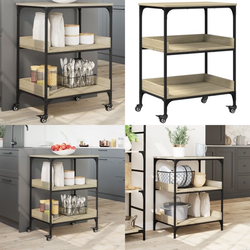 Küchenwagen Sonoma-Eiche 60x41x80,5 cm Holzwerkstoff - Küchentisch - Küchenschrank - Kücheninsel - Holztisch - Esstisch ...