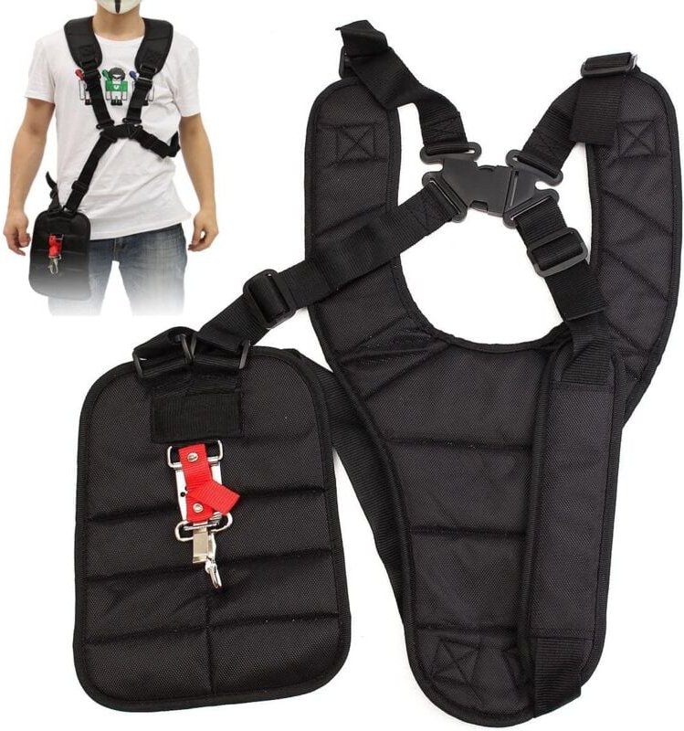 Doppelter Schultergurt, gepolsterter Schultergurt, geknöpfter Sicherheitsgurt für STIHL Husqvarna ECHO Motorsense, Rasen...