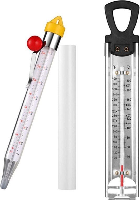 2-teiliges Zuckerthermometer mit Topfclip, Edelstahl-Sirup-Gelee-Öl-Fritten-Aufhängeloch