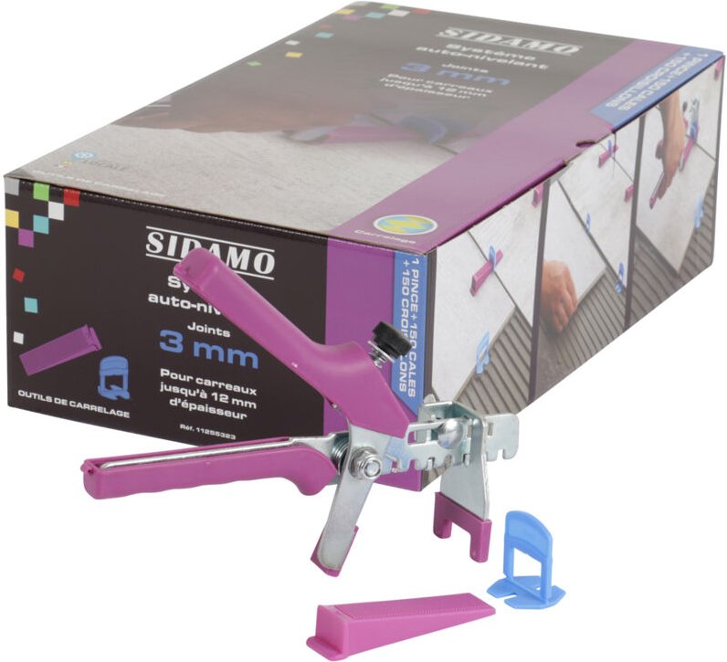 Kit zange + 150 keile + 150 selbstnivellierende sprossen fuge 3 mm h: 3 a 12 mm Sidamo 11255323