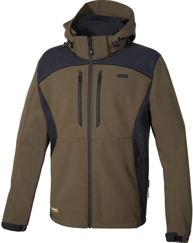 Arbeits-Softshelljacke mit Kapuze KLARBO - Taupe/Schwarz 3XL - FR (58) - EU (60)