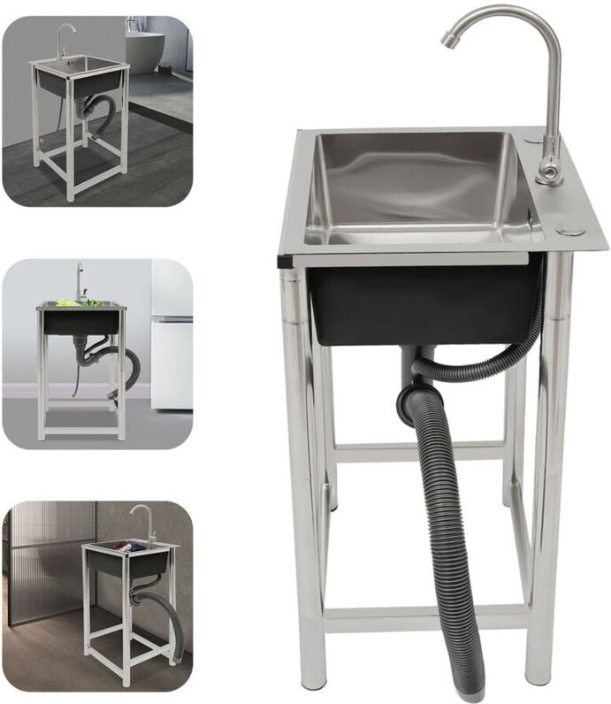 Commercial Utility Sink Küchenspüle aus Edelstahl 1 Becken mit Wasserhahn