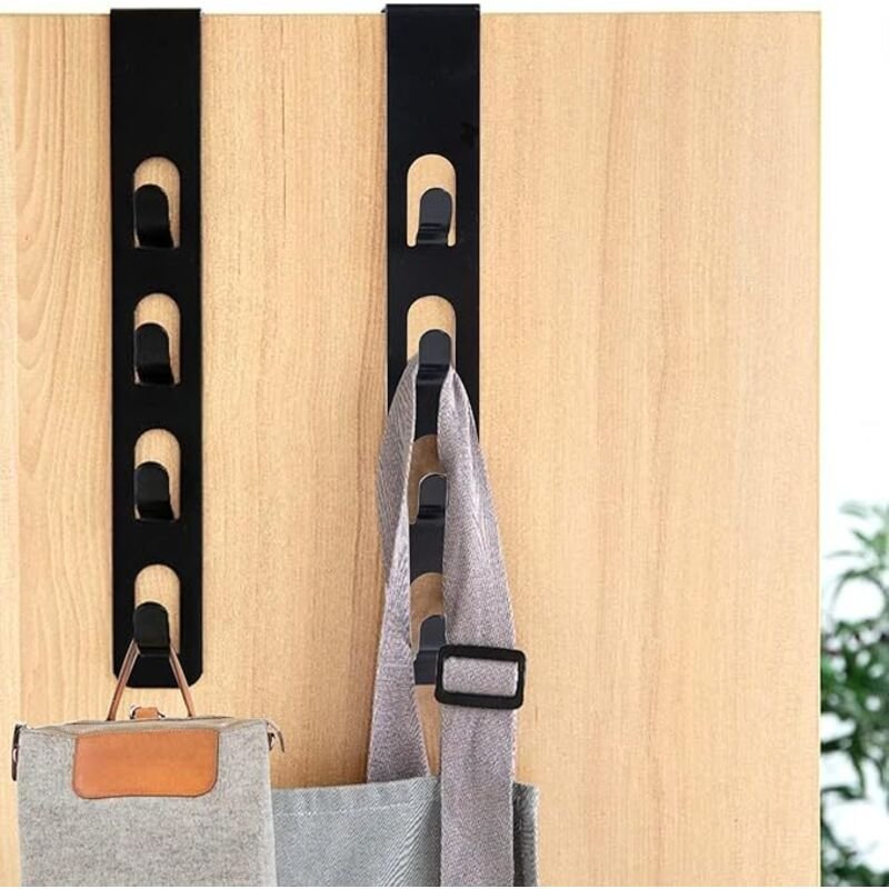 Shining House - 2 Stück Garderobenleiste für Tür, hängender Türhaken 4 Haken, Türgarderobe ohne Bohren, Türhaken zur Auf...