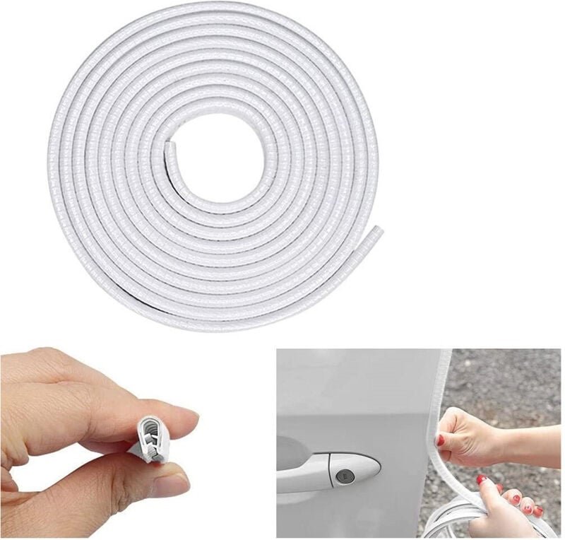 Trade Shop Traesio - Trade Shop - porta auto gomma portiera striscia protection universale 5 mt bianca -