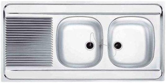Edelstahl-Spüle 2 Becken 1 Abtropfbecken 1200x600 MAN721 120