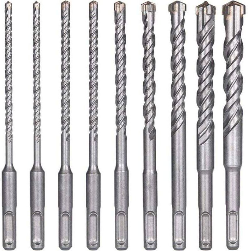 Betonbohrer 9-teilig (5mm 16x160mm) SDS-Plus Elektro Hammerbohrer für Bohrhammer Kreuzbohrer für Ziegel Stein Natur Meta...