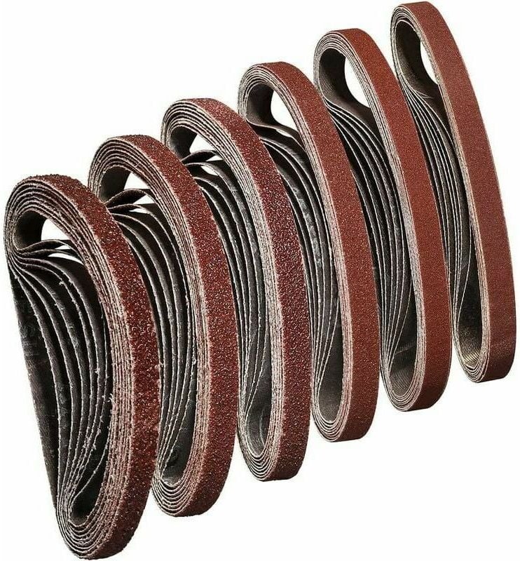 Thumbnail - Band 10X330 mm Schleifband 40/60/80/120/180/240 zum Schleifen, Polieren und Entstauben, ideal für Holz (48 Stück)