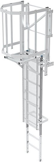 Ortsfeste Steigleitern von 5.20m bis 5.50m mit Sperrtür, quadratische Abdeckung - CS55-CSPC
