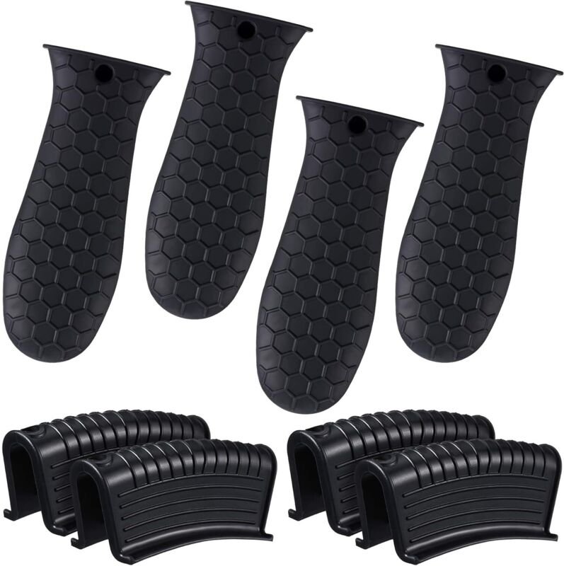 8er-Pack Topflappen aus Silikon mit Griffen aus Gusseisen, hitzebeständig, rutschfest, wiederverwendbare Topflappen für ...