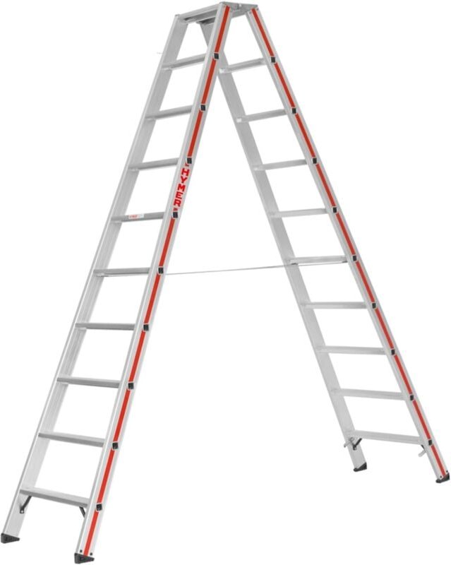 Matisère - Hymer Stufenstehleiter, beidseitig begehbar, 2x10 Stufen, Länge 2,54 m