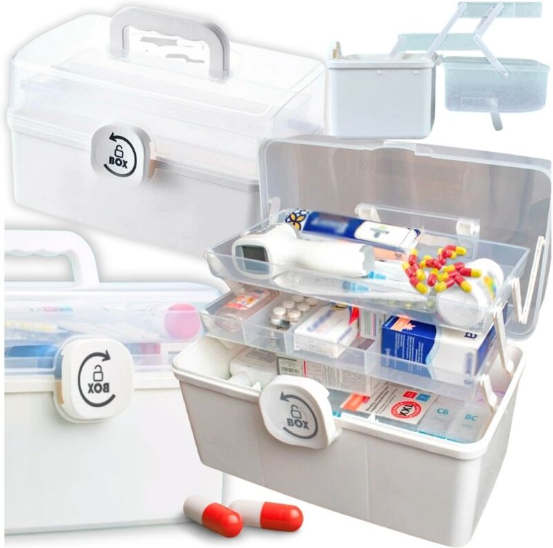 Thumbnail - Organizer für Medikamente, Box, Behälter, Tabletten, verschließbar, faltbar, XL