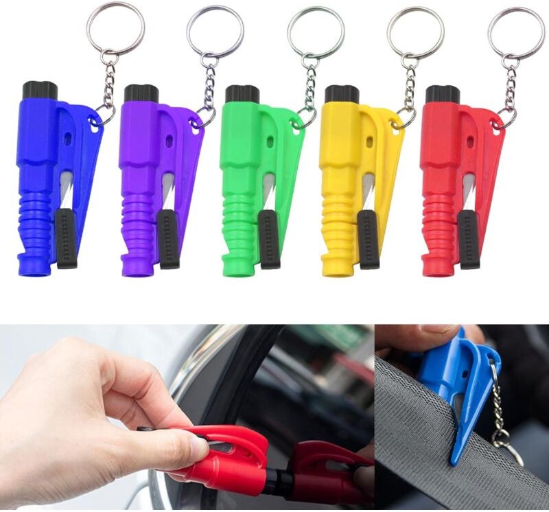 YMYNY 6 Stück 3-in-1-Schlüsselanhänger für Autofensterbrecher, multifunktionales, lebensrettendes Werkzeug