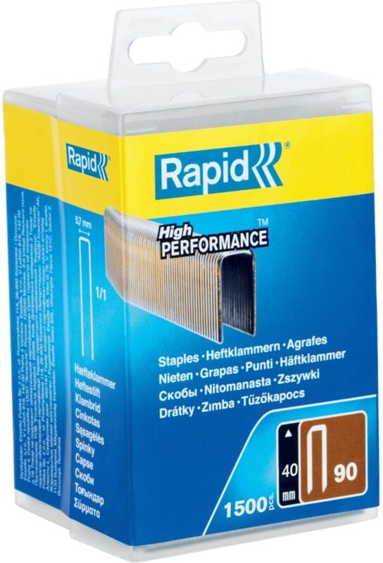 Thumbnail - Heftklammern aus verzinktem Flachdraht Nr. 90/40 mm - 1500 Stück - Polypropylen-Box Rapid isaberg - 5000127